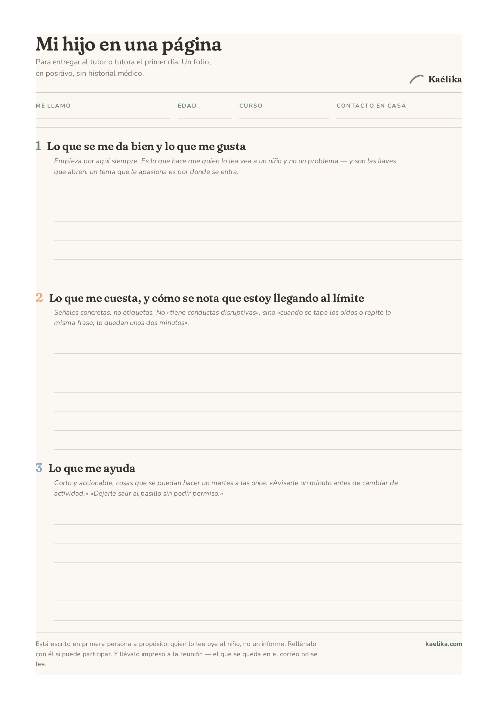 Vista previa de la plantilla «Mi hijo en una página»